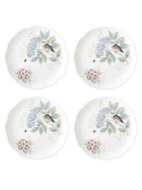 4 new with tags Lenox Butterfly Meadow BLUEBIRD 11-inch Porcelain Dinner Plates